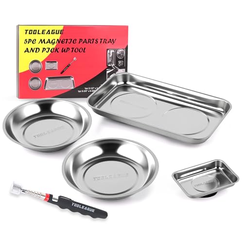 TOOLEAGUE 4Pcs Magnetic Parts Tray Set with 15Lb Magnetic Pickup Pen