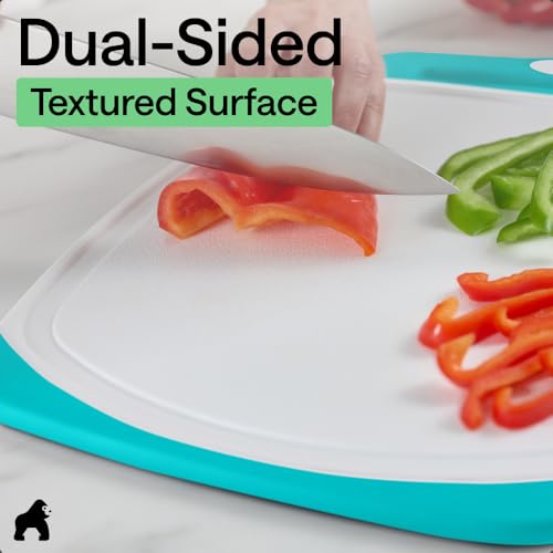 GORILLA GRIP Cutting Board Set of 3, Slip Resistant and Nonporous Turquoise - color: Turquoise/White