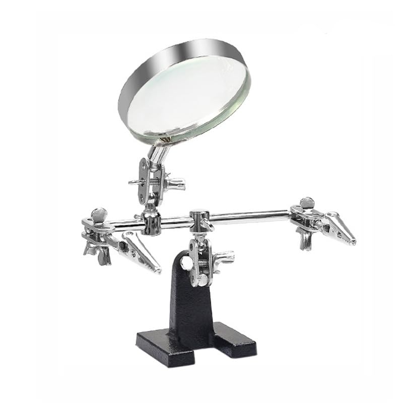 Helping Hands Magnifier Glass Stand with Alligator Clips - 5X Magnifying Lens, Perfect for Circuit Board Repair, Electronics Soldering, Hobby Crafts
