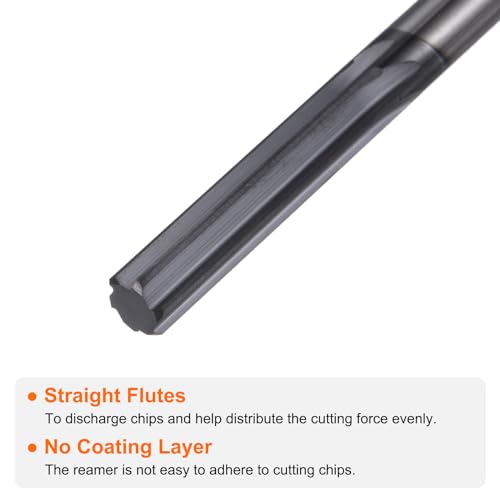HARFINGTON Carbide Chucking Reamer 0.256"(6.5mm) Dia Straight Flute Straight Shank Machine Reamer Tool for Metal and Lathes CNC Machining Centers, Black - size: 0.256"