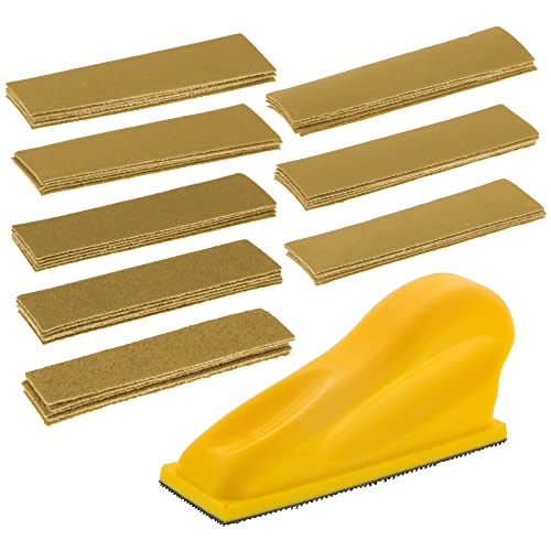 Dura-Gold Micro Hand Sanding Block Kit, 3.5” x 1” Pad, Hook & Loop Backing