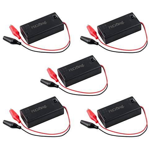 3V Battery Holder with Alligator Clip, 2 X 1.5V AA Battery Case with ON/Off Switch