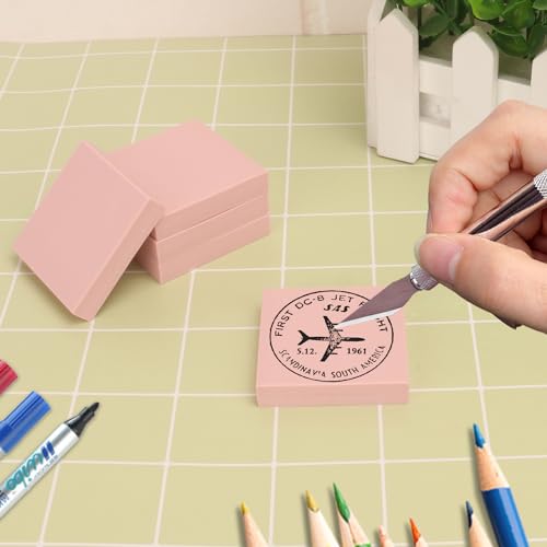 60 Pcs 2"x2" Rubber Carving Blocks, Linoleum Blocks, Stamp Carving Blocks for Printmaking, Linocut Artists, Crafts and More,(Pink) by KUKLIPJIM. - color: 60 Pcs 2"x2" Pink, size: 60 Pcs 2"x2"