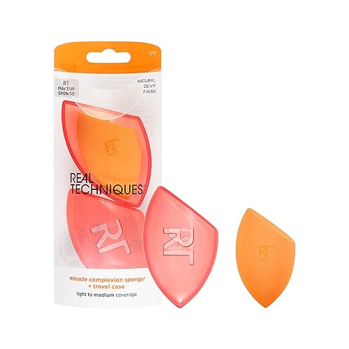 Real Techniques Miracle Complexion Sponge & Travel Case Duo, 2-Piece Set - style: Miracle Complexion Sponge + Travel Case, 2 Count