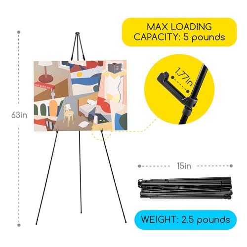MEEDEN Metal Display Easel Stand 63": Art Tripod Easel with Carry Bag - size: 1-PACK