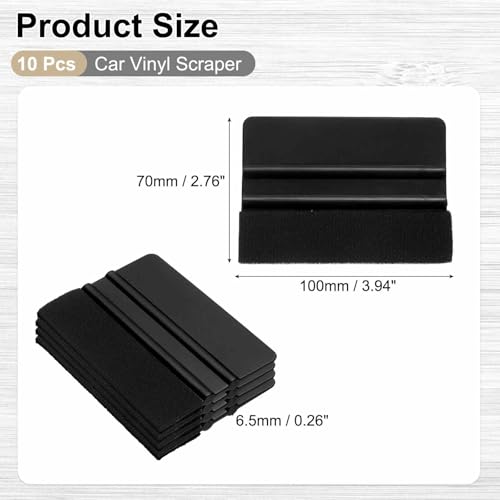 HARFINGTON 10pcs Car Vinyl Scraper 4inch Vinyl Squeegee Felt Edge Squeegee Tool for Car Window Tint Wallpaper Decal Sticker Installation Crafts Car Wrap Paste, Black - color: Black