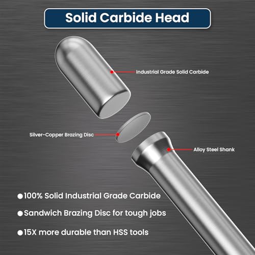 LU&MN SC-5 Tungsten Carbide Burr, 1/2" Head 1/4" Shank, 3 Pcs - style: SC-5,3PCS