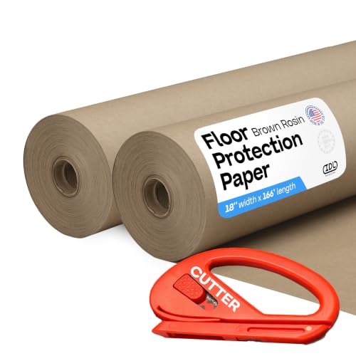 Brown Rosin Masking Paper 18" x 166 feet, 2 Rolls + 1 Cutter – USA-Made - color: 18"x166', Thick, Brown, size: 2 Rolls + Tool