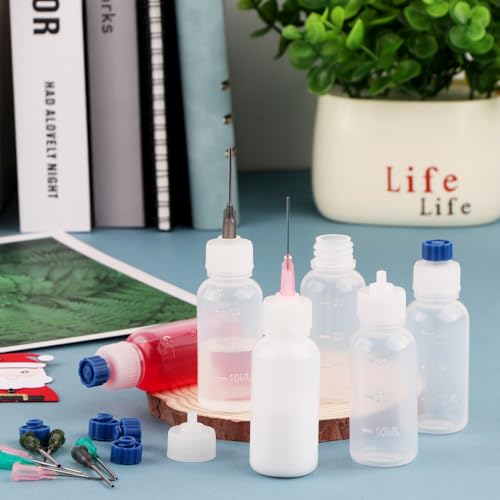 12PCS 30ml Plastic Squeezable Dropper Bottles with Blunt Needle Tips for Glue, Paint, Craft and Oil Applications - color: 12PCS
