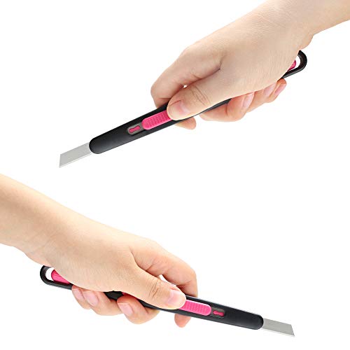 Precision Pen Knife Safety Box Cutter - Self Retractable, Slim, Adjustable blade length with Turning Knob - Perfect for Trimming, Crafts, Packages and PCB Board Work, Ideal for Cast Vinyl Company. - color: Pink