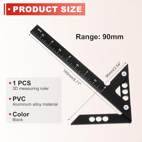 HARFINGTON Center Positioning Ruler Aluminum Alloy Center Finder Black - color: Black