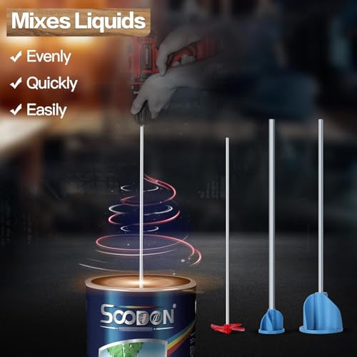 2 Pcs Paint, Epoxy Resin, Mud & Ceramic Glaze Mixer Paddle Blades - color: Big Blue-38cm