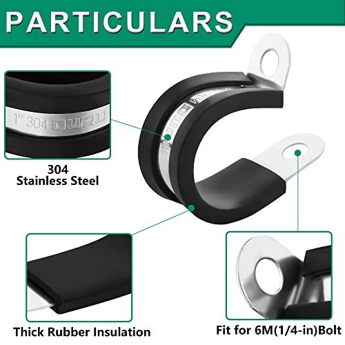OURU 3/16 Inch Cable Clamps, Rubber Coated Insulated Clamps, 100pcs, 5mm - size: 100 PCS - 3/16 Inch
