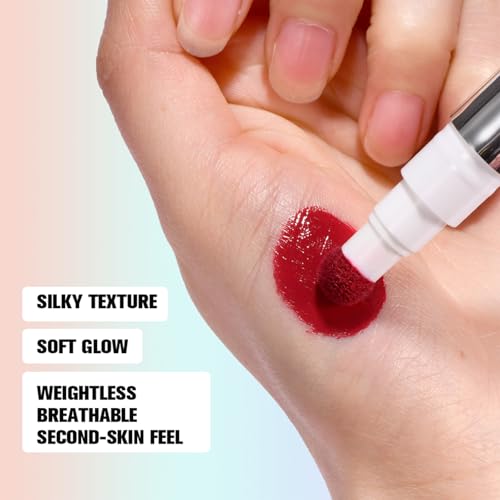 Liquid Blush for cheeks, High Pigment Buildable Long Lasting Blush Cream for radiant flushed cheeks, Natural Dewy Finish (#5 Warm brick, 1 PC) - color: #5 Warm brick