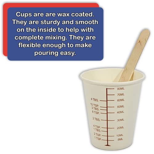50 3oz Coated Paper Graduated Measuring Cups for Mixing Paint, Stain, Epoxy, Resin; Disposable, Recyleable, from Renewable Resource Bamboo, Wax Coated by NetSellsIt