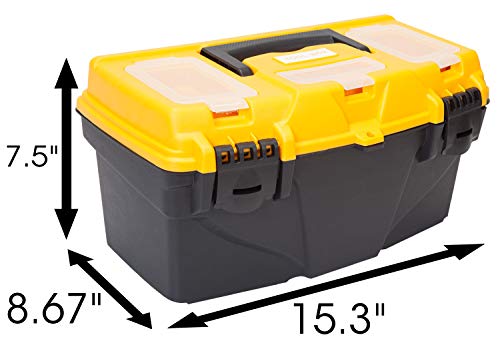 BIG RED ATRJH-3015B Torin 15.5" Plastic Storage Tool Box with Removable Tray, Black/Yellow - size: 15.5 inches