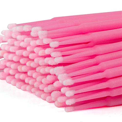 tifanso 400PCS 2mm Disposable Micro Cotton Swabs for Lash Extensions, Pink - color: Pink