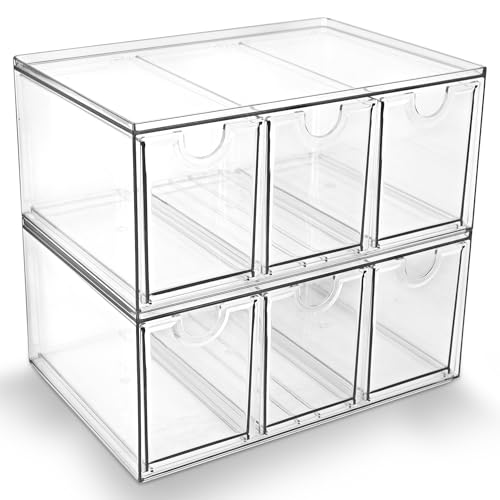 Prsildan Tea Bag Organizer K Cup Holder Drawer Coffee Pods Storage, 2 Pack - size: Stackable-6 Drawers