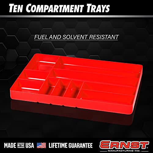 Ernst 10 Compartment Drawer Organizer: Heavy Duty Stackable Tray for Garage Tool Organization - Low-Profile Toolbox Storage - Bolts, Tools, Parts, Easy to Clean – High Visibility - Made in the USA