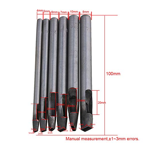 10cm Length Rectangle Pattern Leather Craft Hollow Hole Punch Cutting Tool Steel Pack of 6