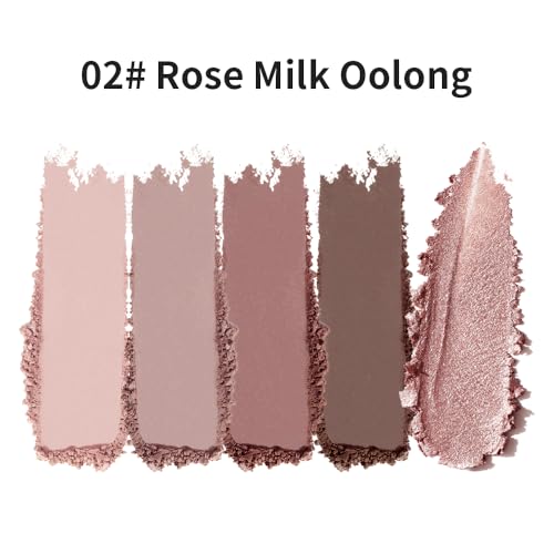 Pink Brown Neutral Matte Eyeshadow Palettes, 5 Color Natural Shimmer Gold Everyday Basic Eye Shadow Palette Makeup for Older Women,Suitable for Green and Blue Eyes,Brightening Eye Mini Travel Size 02# - color: B-#02