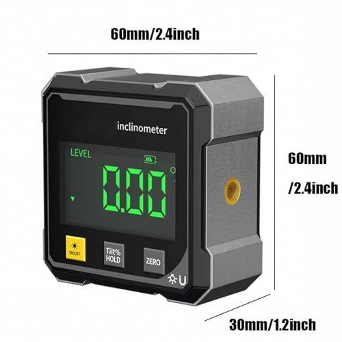 Digital Angle Finder with Electronic Laser & 4-Side Magnetic Base - Electronic Inclinometer, LED Display Cube Inclinometer, Table Saw Miter Protractor, Woodworking Measuring Tool, Level Box