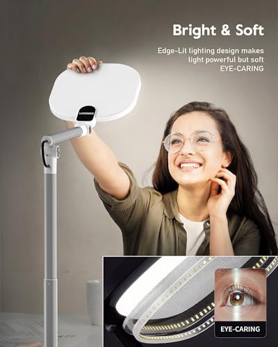 LitONES Tall LED Desk Lamps Home Office, Edge-Lit Eye-Care, 50 Light Modes - size: White 1Pack