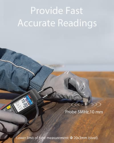 Wintact Digital Ultrasonic Thickness Gauge, Range 0.039 to 11.81 in