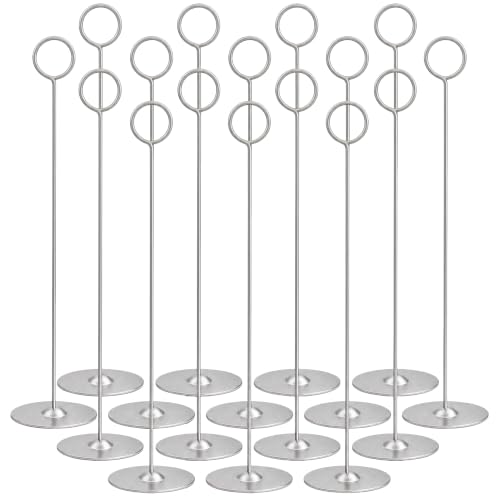 12 Inch Matte Silver Steel Place Card Holder,16 Pack Table Number Holder - color: Matte Silver Round 16PK