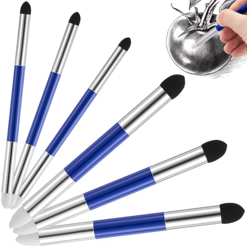 Kosiz Blending Sponge Pen Dual Tip Oil Pastels Blender, Blue, 6 Pcs - color: Blue