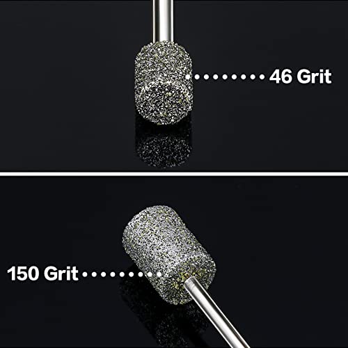 20Pcs 46,150Grit Diamond Burr Bits for Dremel Bits 1/8" Shank Grinding Bits - size: 46+150Grit 20Pcs 1/8'' Shank