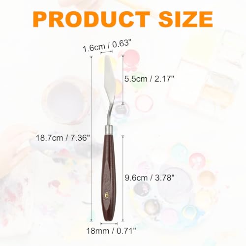 HARFINGTON 5pcs Palette Knife Painting Tool 2.17 x 0.63 Stainless Steel Art Spatula Pallet Knives Scrapers Tools with Beech Wood Handle for Acrylic Oil Canvas Mixing Spreading, Red/Silver - size: 2.17" x 0.63"