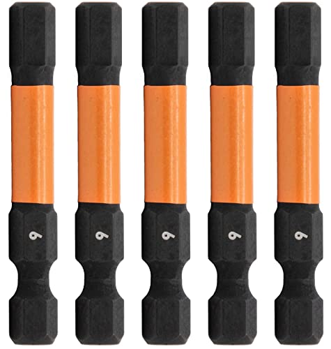 5pc 6mm Hex Bit Set 2 Inch S2 Steel Impact Allen Wrench Screwdriver Bits - size: 0.236"