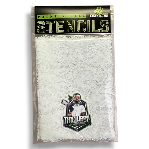 LiME LiNE Lace Stencil for Airbrush & Spray Paint - Reusable Automotive Custom Paint Art Template for Cars, Motorcycles, Helmets & DIY Projects (White Floral Lace.)