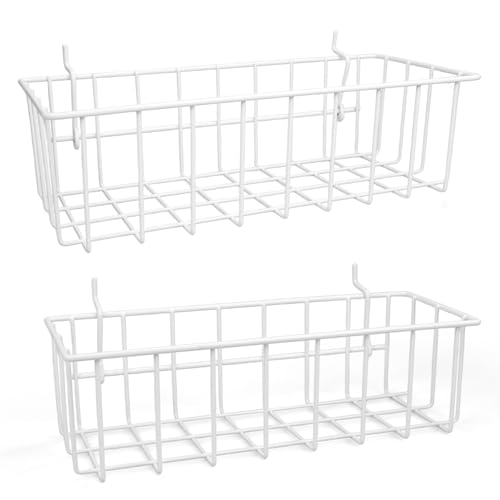 Peg Board Shallow Tray Baskets, 2Pack White Pegboard Shelves Bottle Holders - color: White, size: Medium