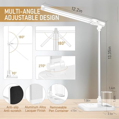 LED Desk Lamp for Home Office Desk Light Table Lamp 50 Lighting Modes Timer - color: Silver