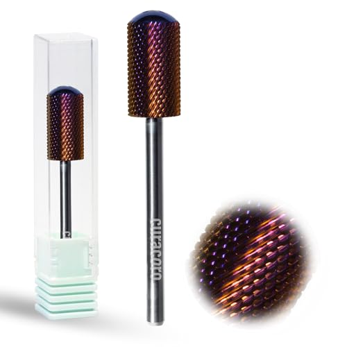 Curacoro Nail Drill Bits 3/32'' L-Shaped Smooth Top Carbide Bit (Fine) - color: Galaxy - L-Smooth Top, size: Fine