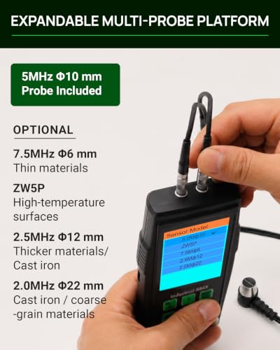 Ultrasonic Thickness Gauge Industrial-884X, PC Data, MILS/mm, 0.033–15.75 in