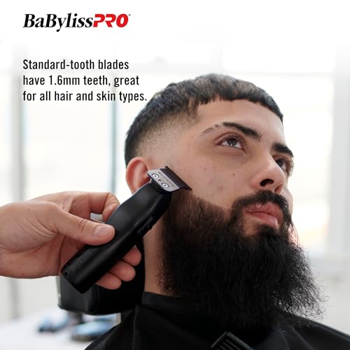 BaBylissPRO Replacement Blades, Standard and Fine-Tooth T-Blades for Outlining Hair Trimmers (FX787, FX799) and LoPROFX Trimmers (FX726, FX729) - style: Blue Titanium Standard-Tooth