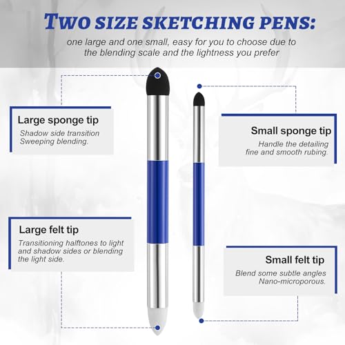 Kosiz Blending Sponge Pen Dual Tip Oil Pastels Blender, Blue, 6 Pcs - color: Blue