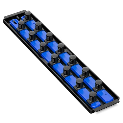 Ernst Manufacturing 19-Inch Socket Boss 2-Rail 3/4-Inch-Drive Twist-Lock Socket Organizer, Blue (8459) - Made in the USA - color: Blue, size: 3/4"