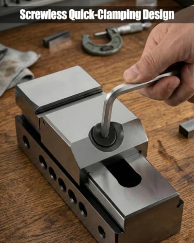1″ Precision Grinding Vise for Machine Tools Drilling Bench and More Machining Platform with Hex Wrench, Alloy Steel Precision Grinding Screwless Mini Insert Vise Silver - size: 1-in