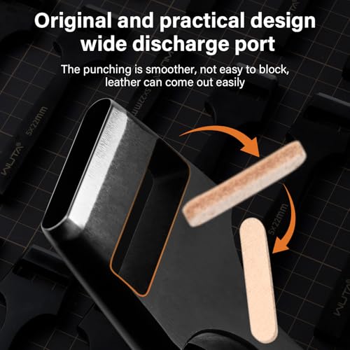 WUTA 6 Pcs Leather Belt Hole Puncher Oval Cutter Strap Watch Band Flat Punches Heavy Duty Oblong Tools for Leathercrafting (4 * 5+4 * 6+5 * 8+5 * 25+4mm Round+3.5mm Round) - size: 4*5+4*6+5*8+5*25+4+3.5mm
