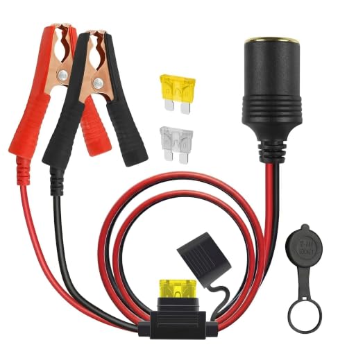 12V Cigarette Lighter Adapter to Battery Alligator Clips 10FT - size: 10FT