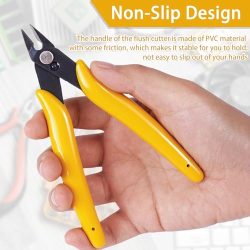 Micro Wire Cutters Pliers, Precision Flush Cutter Tools for Jewelry Making Craft, 5 Inch Small Zip Tie Cutter Nippers for 3d Print, Plastic Models, Jewelry, Electronics, Yellow - color: Yellow