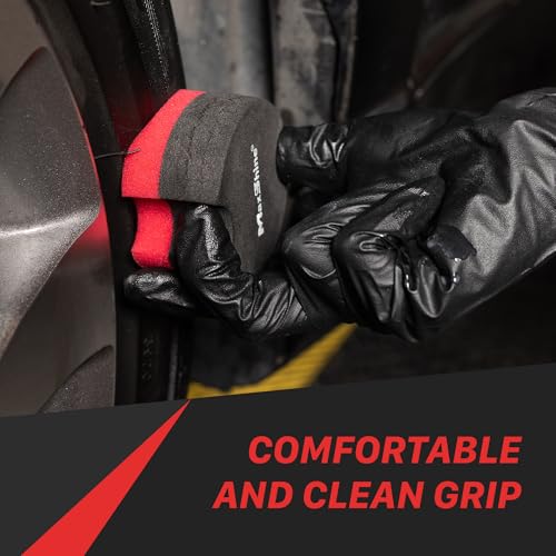 Maxshine Wax Applicator Pad | 2.9 Inch, Grey & Red, EVA Dual-Layer Foam | Ergonomic Grip, Scratch-Free, Washable | for Car Wax, Sealant & Dressing Application