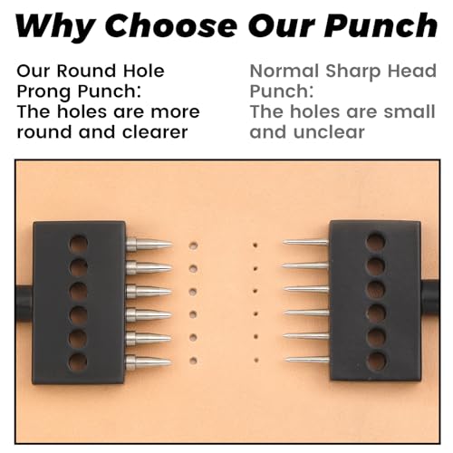 Leather Hole Punch, Prong Punch Tool 6mm 2/4/6 Lacing Stitching Punches - color: 2/4/6 Prong Black-6mm