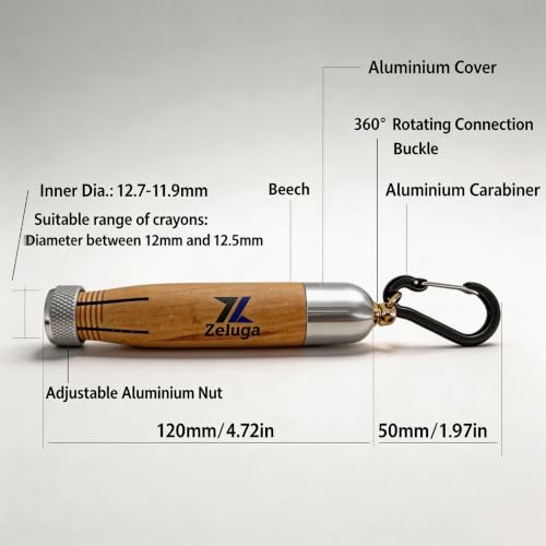Zeluga 30-560 Lumber Crayon Holder, Beech Wood Clip w/Aluminum Carabiner