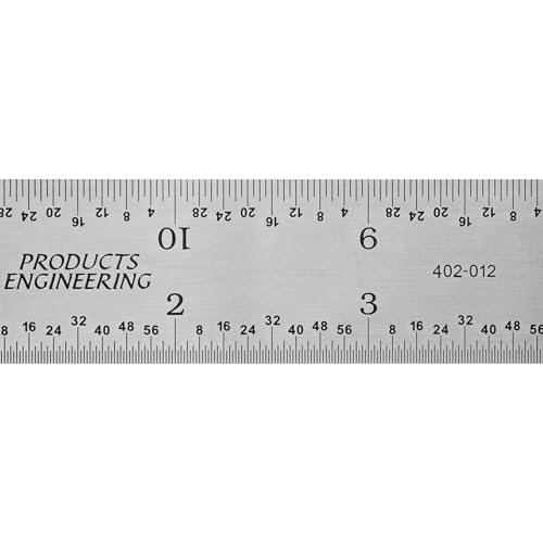 PEC Tools 12" Metal Ruler, Made in USA - color: Stainless Steel-Rigid, size: 12"