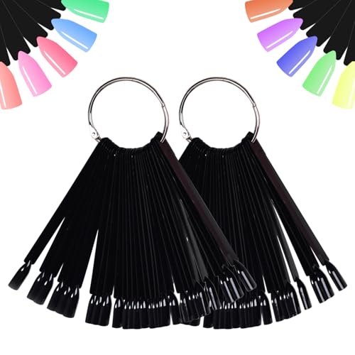 Black Nail Swatch Sticks with Ring 100Tips Nail Polish Display Tips - size: Square 50tips*2